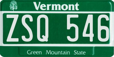 VT license plate ZSQ546