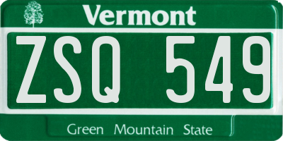 VT license plate ZSQ549