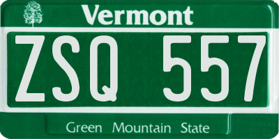 VT license plate ZSQ557