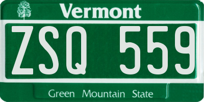 VT license plate ZSQ559