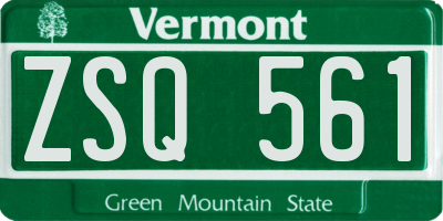 VT license plate ZSQ561
