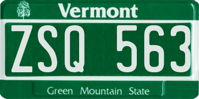 VT license plate ZSQ563