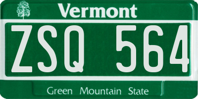 VT license plate ZSQ564