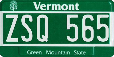 VT license plate ZSQ565