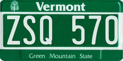 VT license plate ZSQ570