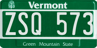 VT license plate ZSQ573