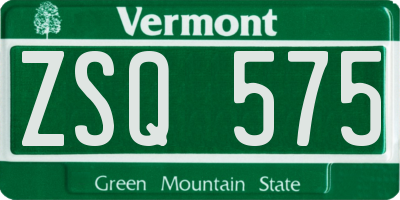 VT license plate ZSQ575