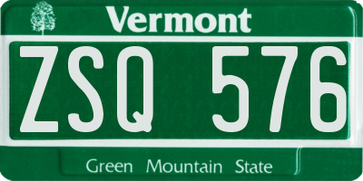 VT license plate ZSQ576