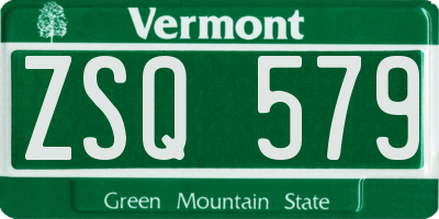 VT license plate ZSQ579