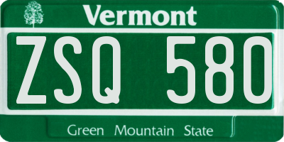 VT license plate ZSQ580