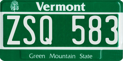 VT license plate ZSQ583