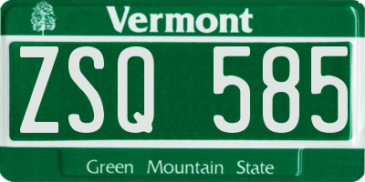VT license plate ZSQ585