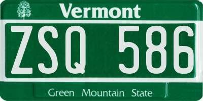 VT license plate ZSQ586