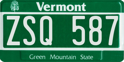 VT license plate ZSQ587