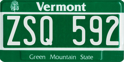 VT license plate ZSQ592