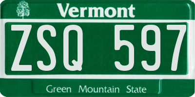 VT license plate ZSQ597
