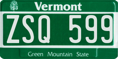 VT license plate ZSQ599