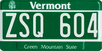 VT license plate ZSQ604