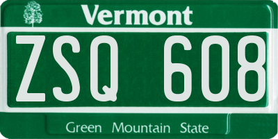 VT license plate ZSQ608