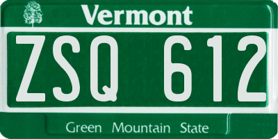 VT license plate ZSQ612