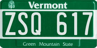 VT license plate ZSQ617