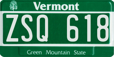 VT license plate ZSQ618