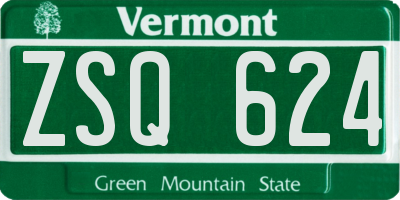 VT license plate ZSQ624
