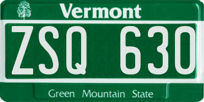 VT license plate ZSQ630