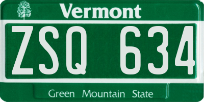 VT license plate ZSQ634