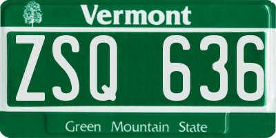 VT license plate ZSQ636