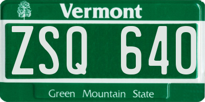 VT license plate ZSQ640