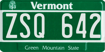 VT license plate ZSQ642