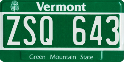 VT license plate ZSQ643