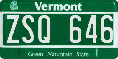 VT license plate ZSQ646
