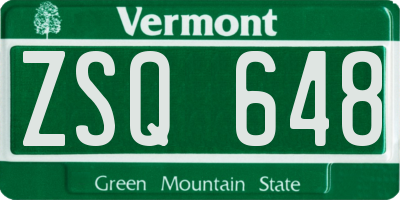 VT license plate ZSQ648