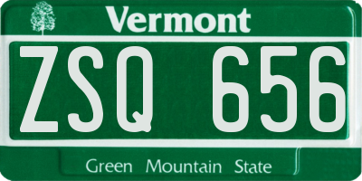 VT license plate ZSQ656