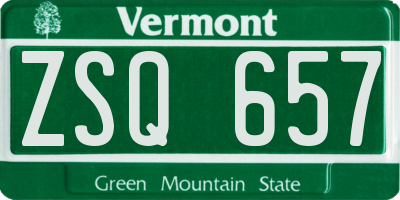 VT license plate ZSQ657