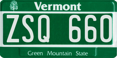 VT license plate ZSQ660