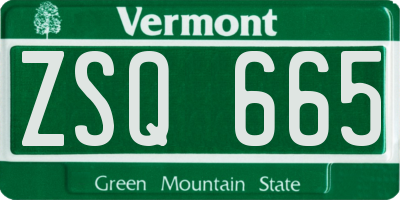 VT license plate ZSQ665