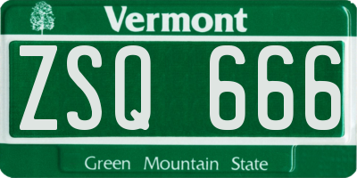 VT license plate ZSQ666