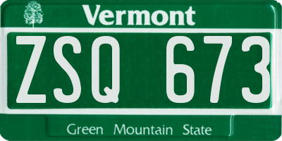 VT license plate ZSQ673