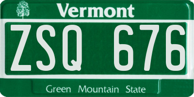 VT license plate ZSQ676