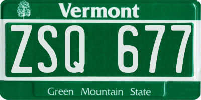 VT license plate ZSQ677