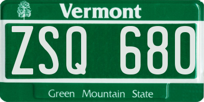 VT license plate ZSQ680