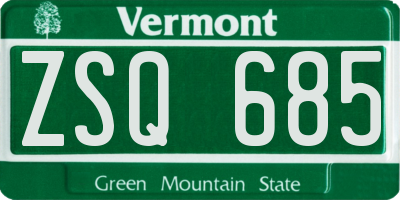 VT license plate ZSQ685