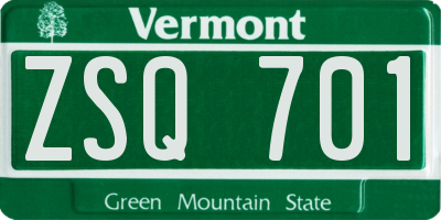 VT license plate ZSQ701