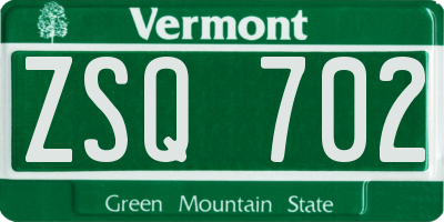 VT license plate ZSQ702