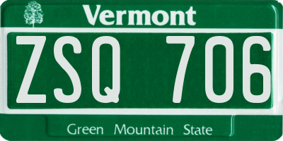 VT license plate ZSQ706