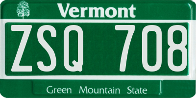 VT license plate ZSQ708