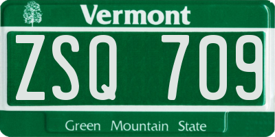 VT license plate ZSQ709